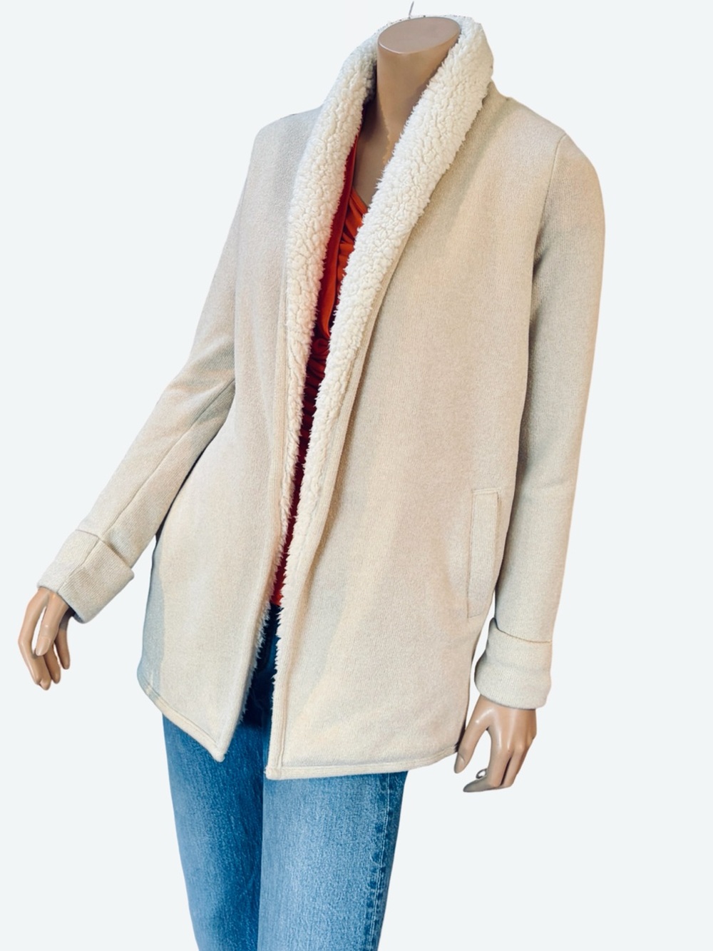 Abercrombie & Fitch Sherpa Lined Open Front Cardigan Coatigan XS/S